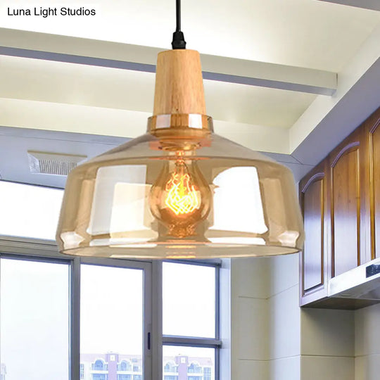 Modern Pendant Lamp With Amber Glass Shade - Barn/Disc/Trifle Hanging Light Kit 5.5/7.5/13 Wide /