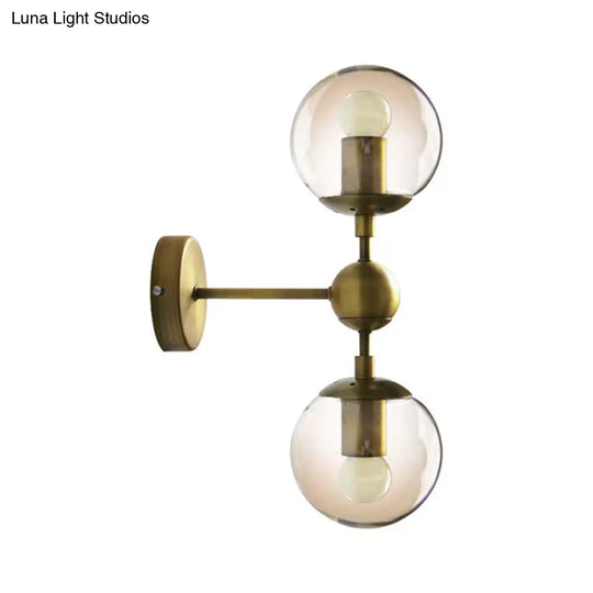 Modern Amber Glass Wall Sconce In Gold For Bedroom Lighting