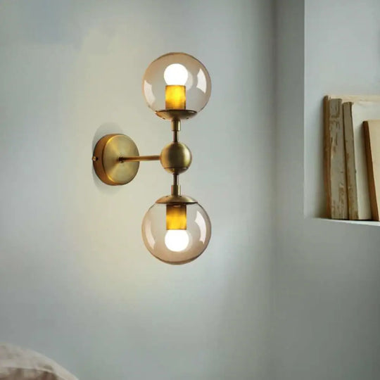 Modern Amber Glass Wall Sconce In Gold For Bedroom Lighting 2 /