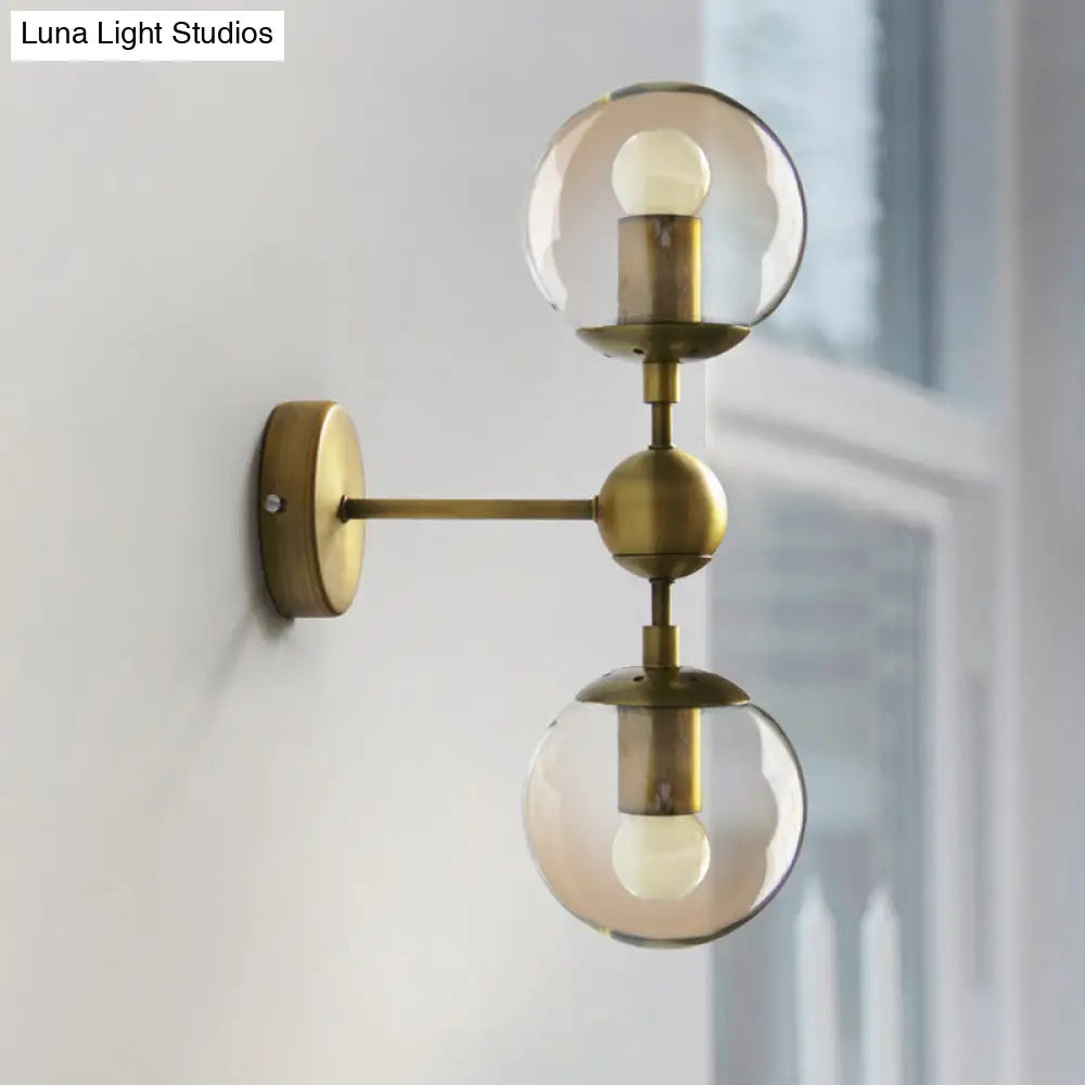 Modern Amber Glass Wall Sconce In Gold For Bedroom Lighting