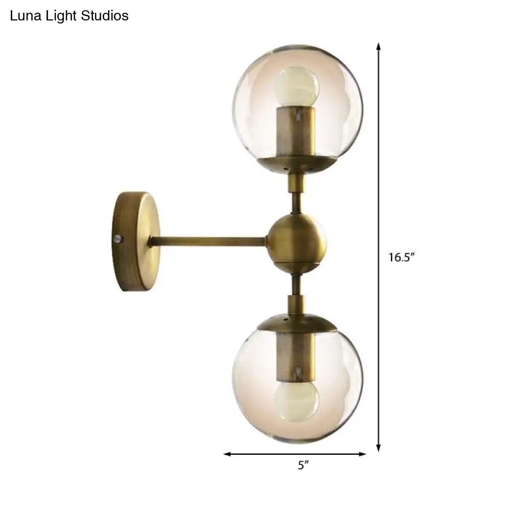 Modern Amber Glass Wall Sconce In Gold For Bedroom Lighting