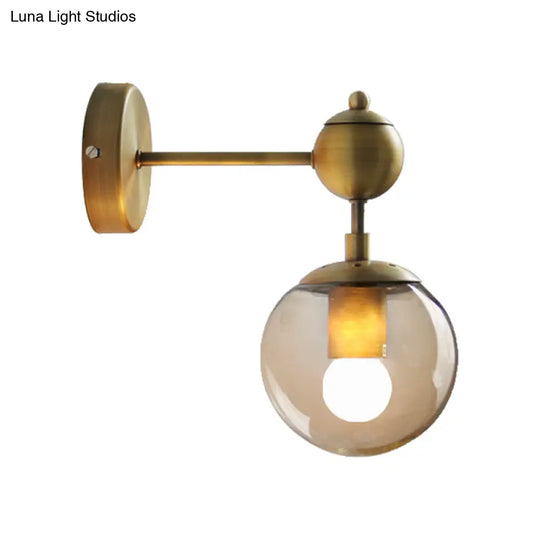 Modern Amber Glass Wall Sconce In Gold For Bedroom Lighting