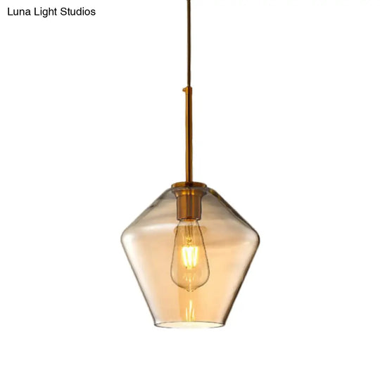 Modern Amber Pendant Lamp For Dining Room With Glass Shade – Triangle/Drum/Cone 6.5’/9’/12’ Wide