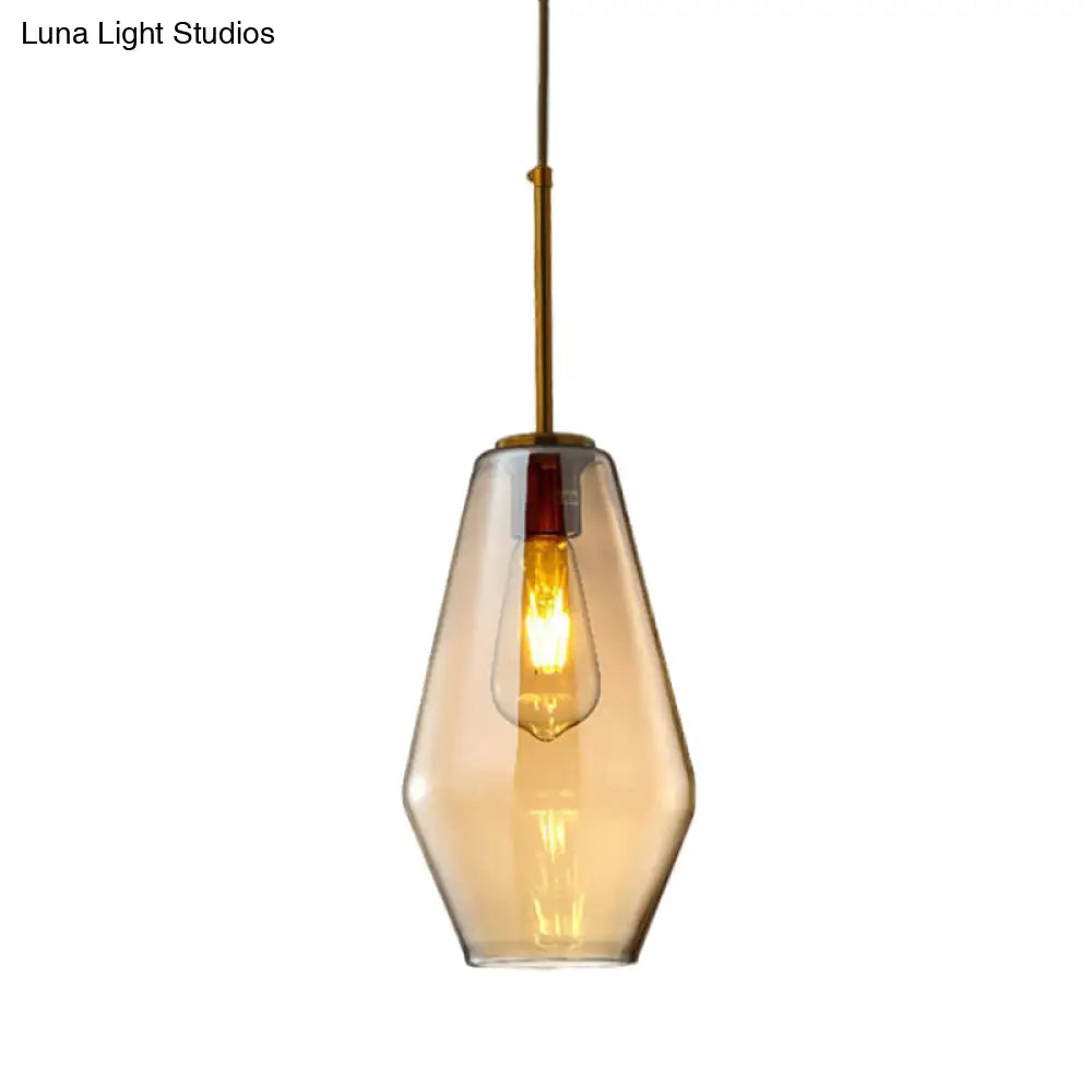 Modern Amber Pendant Lamp For Dining Room With Glass Shade – Triangle/Drum/Cone 6.5’/9’/12’ Wide