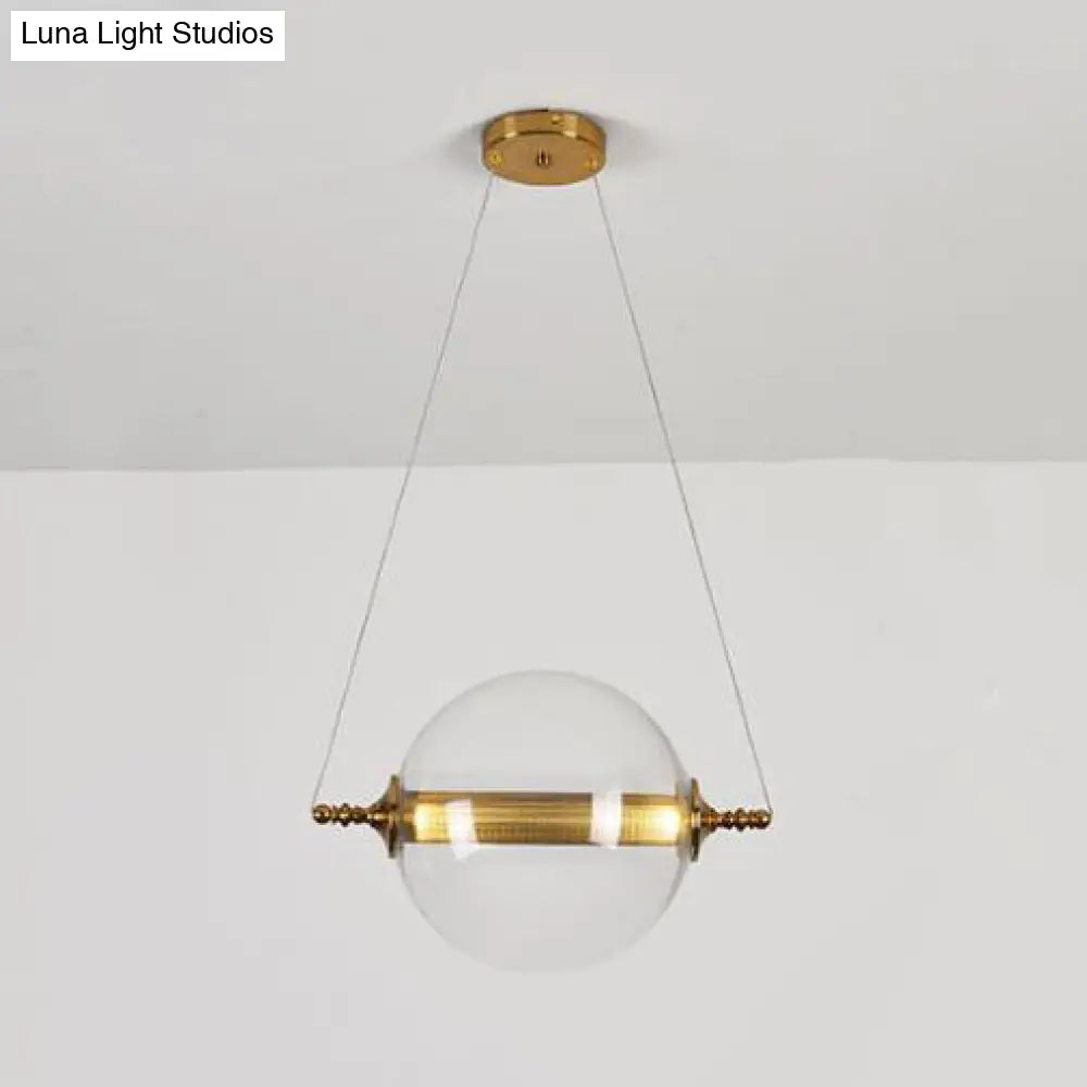 Modern Ball Pendant Amber/Smoke/Tan Glass Bedroom Ceiling Led Fixture Clear