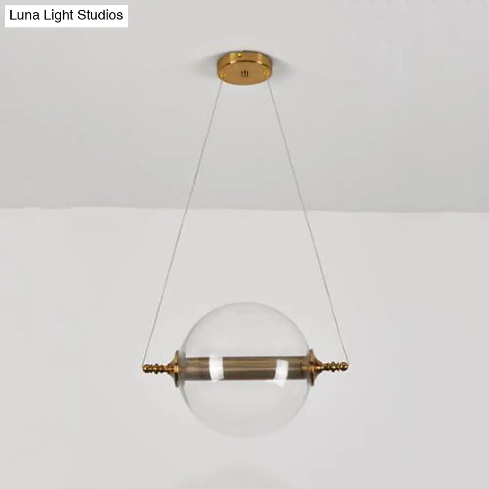 Modern Ball Pendant Amber/Smoke/Tan Glass Bedroom Ceiling Led Fixture