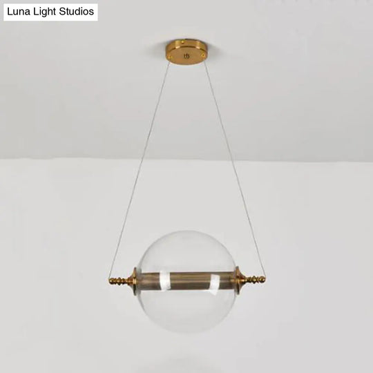 Modern Ball Pendant Amber/Smoke/Tan Glass Bedroom Ceiling Led Fixture