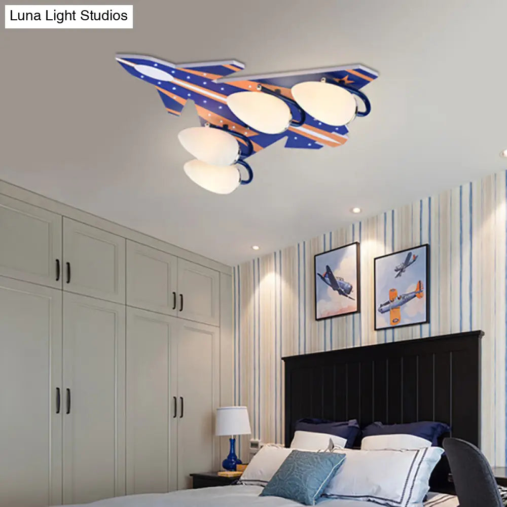 Modern American Style Wood Ceiling Lamp - Plane Shade Study Room Mount 4 Lights