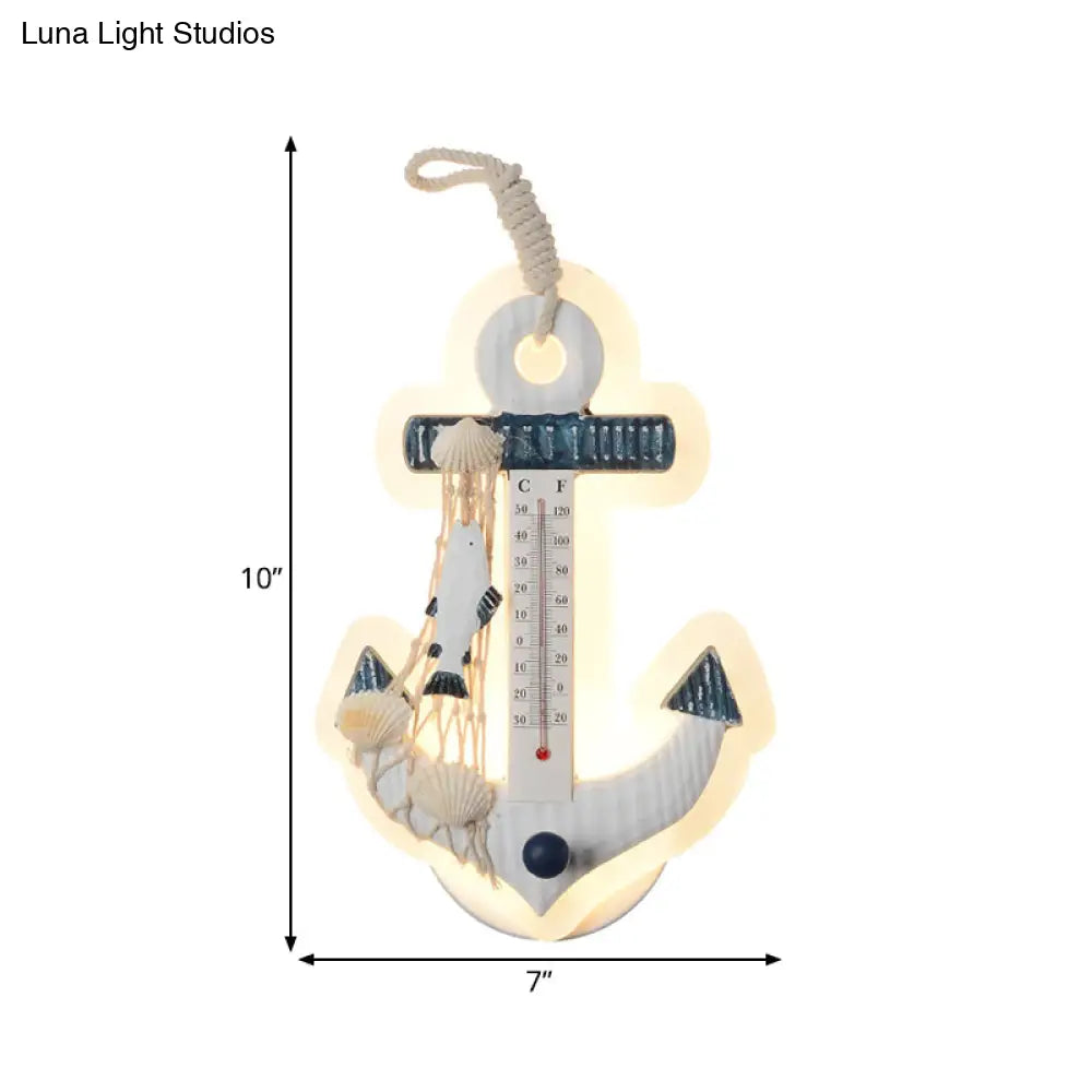 Modern Anchor Wall Light With Thermometer White Sconce For Living Room