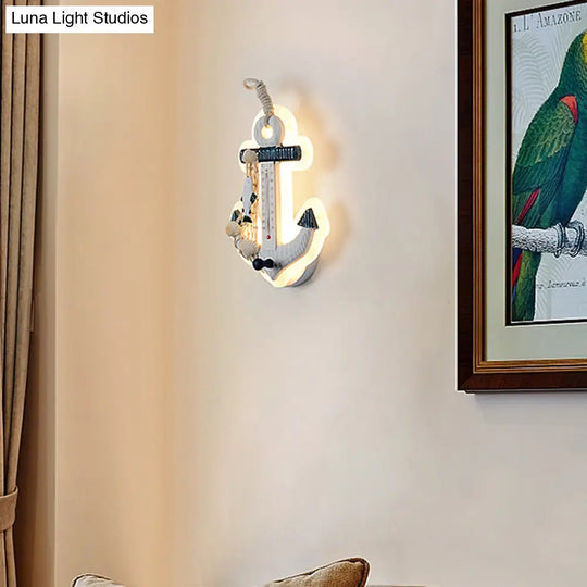 Modern Anchor Wall Light With Thermometer White Sconce For Living Room