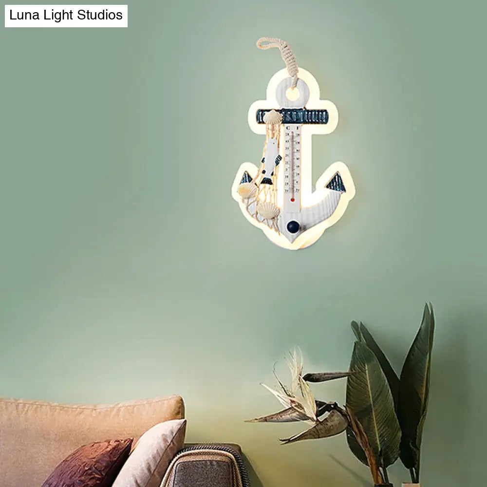 Modern Anchor Wall Light With Thermometer White Sconce For Living Room