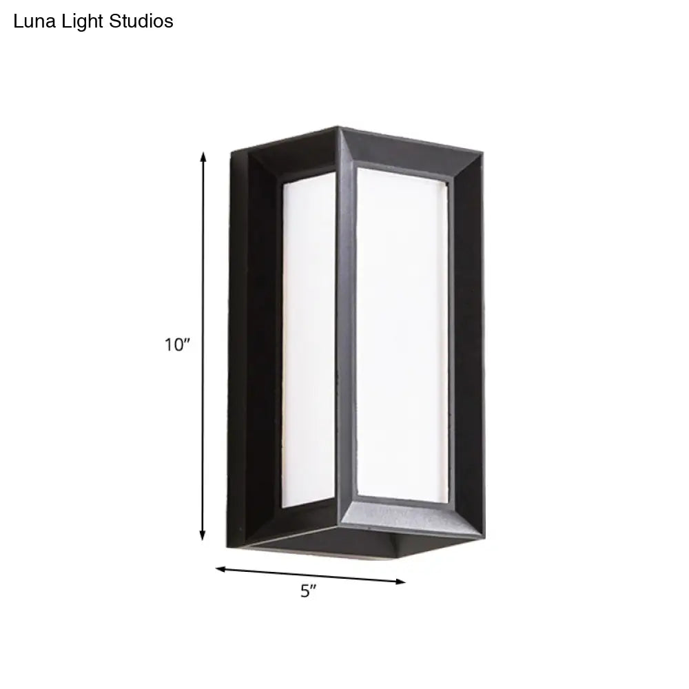 Modern And Stylish Lodges Cuboid Box Wall Sconce In Black With Milky Glass Led For Corner Lighting