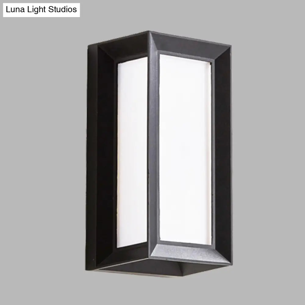 Modern And Stylish Lodges Cuboid Box Wall Sconce In Black With Milky Glass Led For Corner Lighting