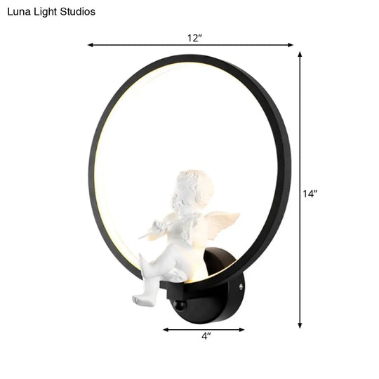 Modern Angel Wall Sconce Light - Contemporary Metal Black Décor For Living Room