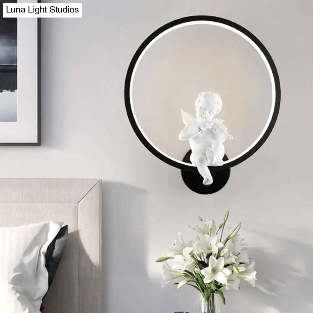 Modern Angel Wall Sconce Light - Contemporary Metal Black Décor For Living Room