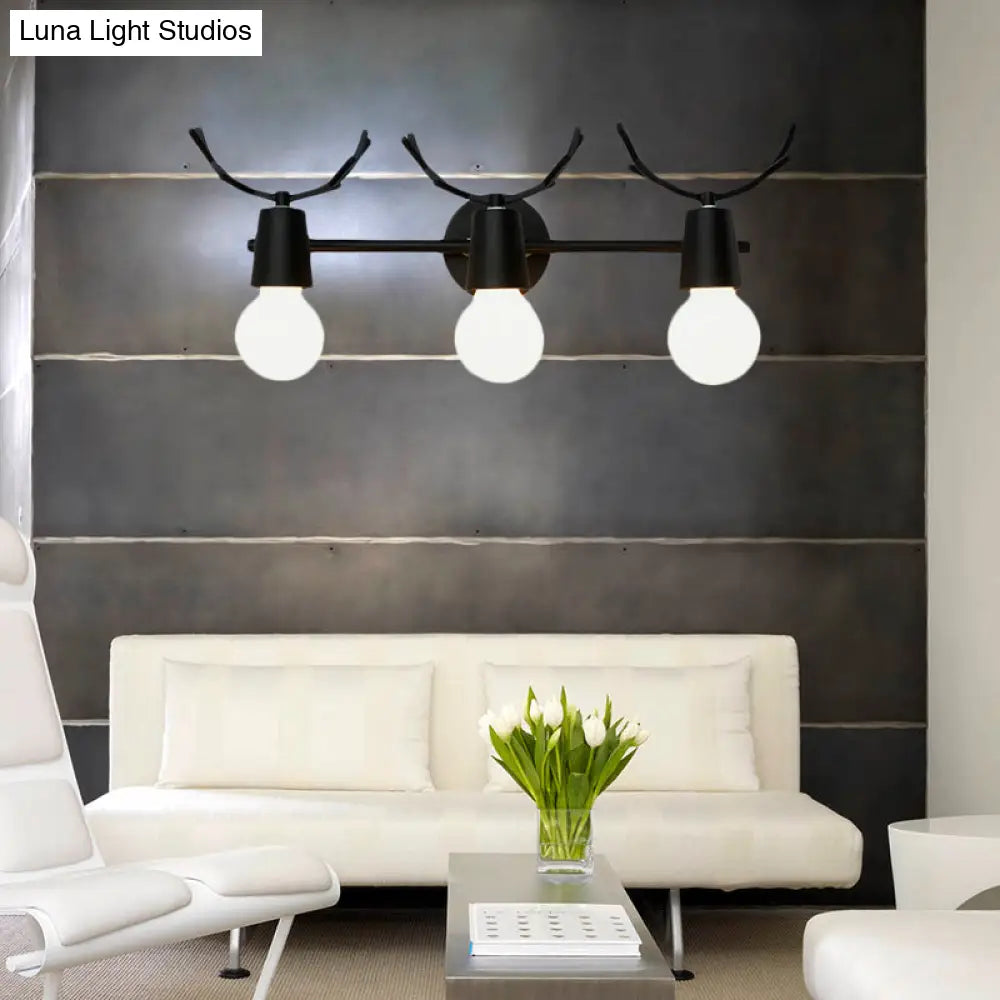 Modern Antler Metal Wall Sconce With 3 Lights For Foyer Stair