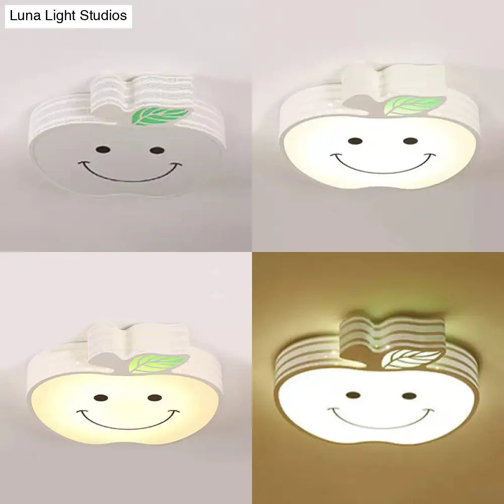 Modern Apple Flush Mount Light: Acrylic Metal Nordic Style Ceiling Fixture For Living Rooms