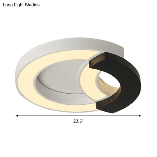 Modern Arc Flush Mount Lamp Acrylic Black 16/19.5/23.5 Wide Led Ceiling In Warm/White/Third Gear