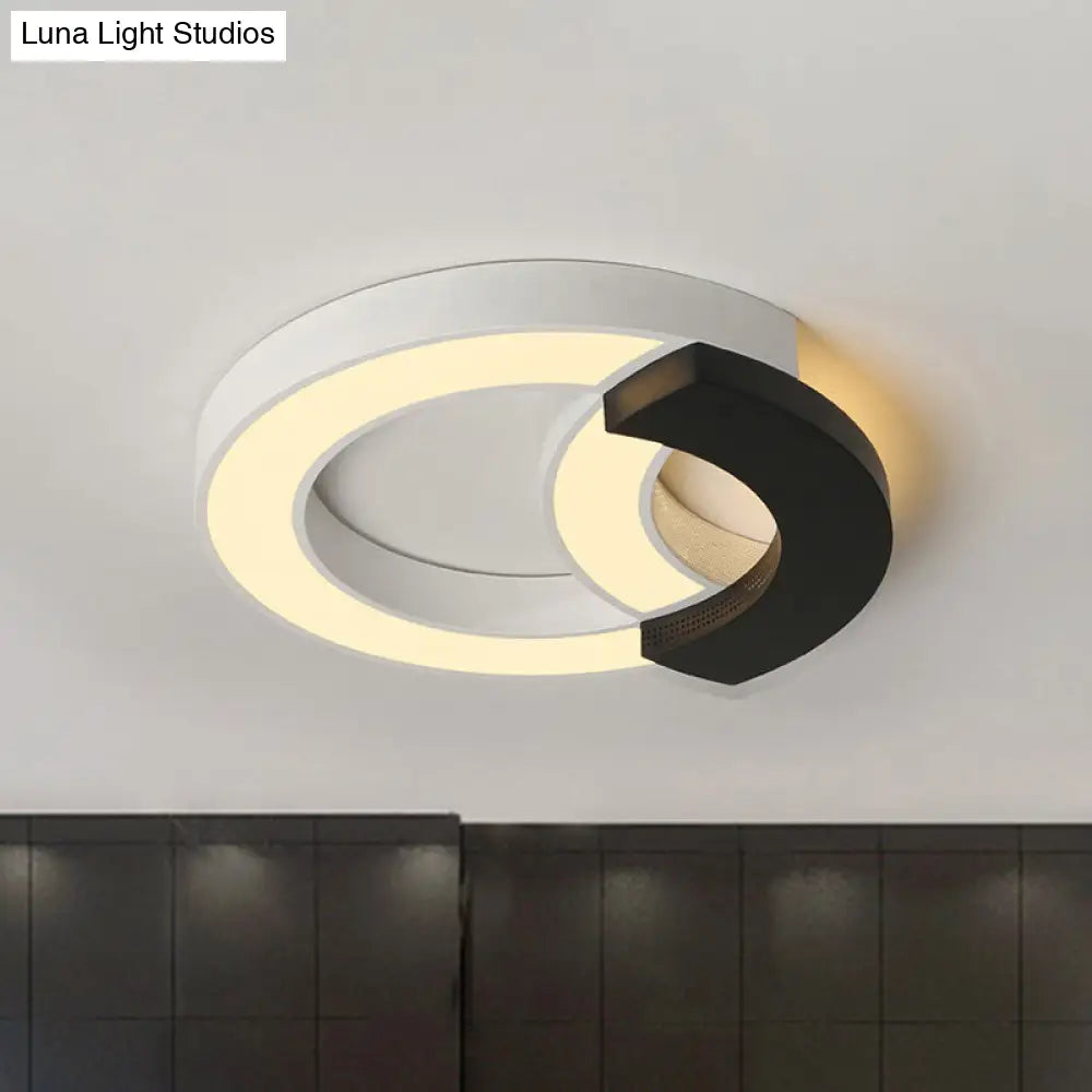 Modern Arc Flush Mount Lamp Acrylic Black 16/19.5/23.5 Wide Led Ceiling In Warm/White/Third Gear