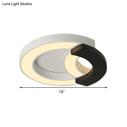 Modern Arc Flush Mount Lamp Acrylic Black 16/19.5/23.5 Wide Led Ceiling In Warm/White/Third Gear