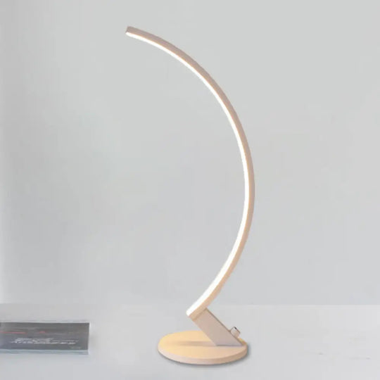 Modern Arc Metal Led Night Table Lamp For Bedside With Warm/White Light - White/Coffee White /