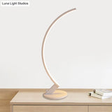 Modern Arc Metal Led Night Table Lamp For Bedside With Warm/White Light - White/Coffee