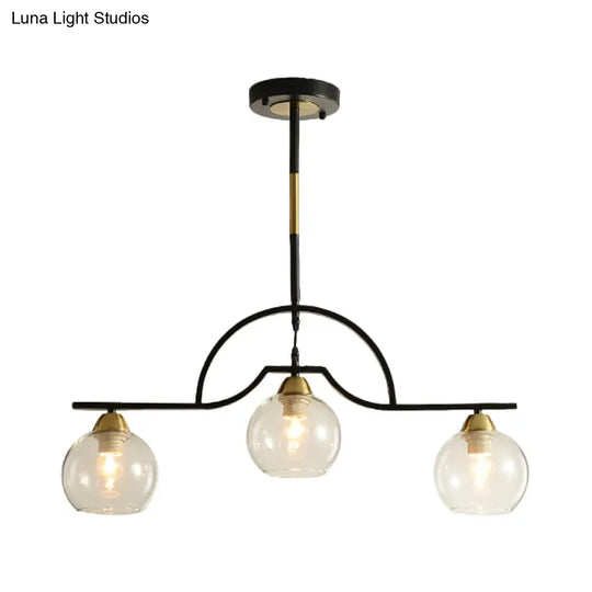 Modern Arched Island Pendant Light With Clear/White Glass And Black/Brass Finish - 3 Lights