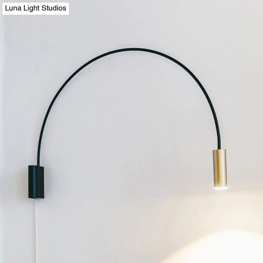 Modern Arched Led Wall Mount Light For Living Room Metallic Lighting Fixture