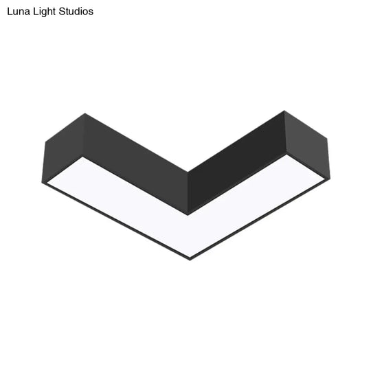 Modern Arrow Metal Flush Mount Led Ceiling Light - 10’/14’ Wide (White/Black) For Office With
