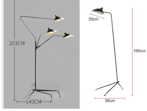 Modern Art Floor LED Lamp for Living Room Bedroom Study Office Lustre Black Standing Floor Light with Flexible Adjustable Head