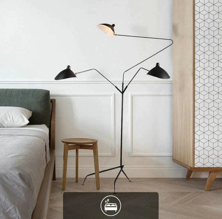 Modern Art Floor LED Lamp for Living Room Bedroom Study Office Lustre Black Standing Floor Light with Flexible Adjustable Head