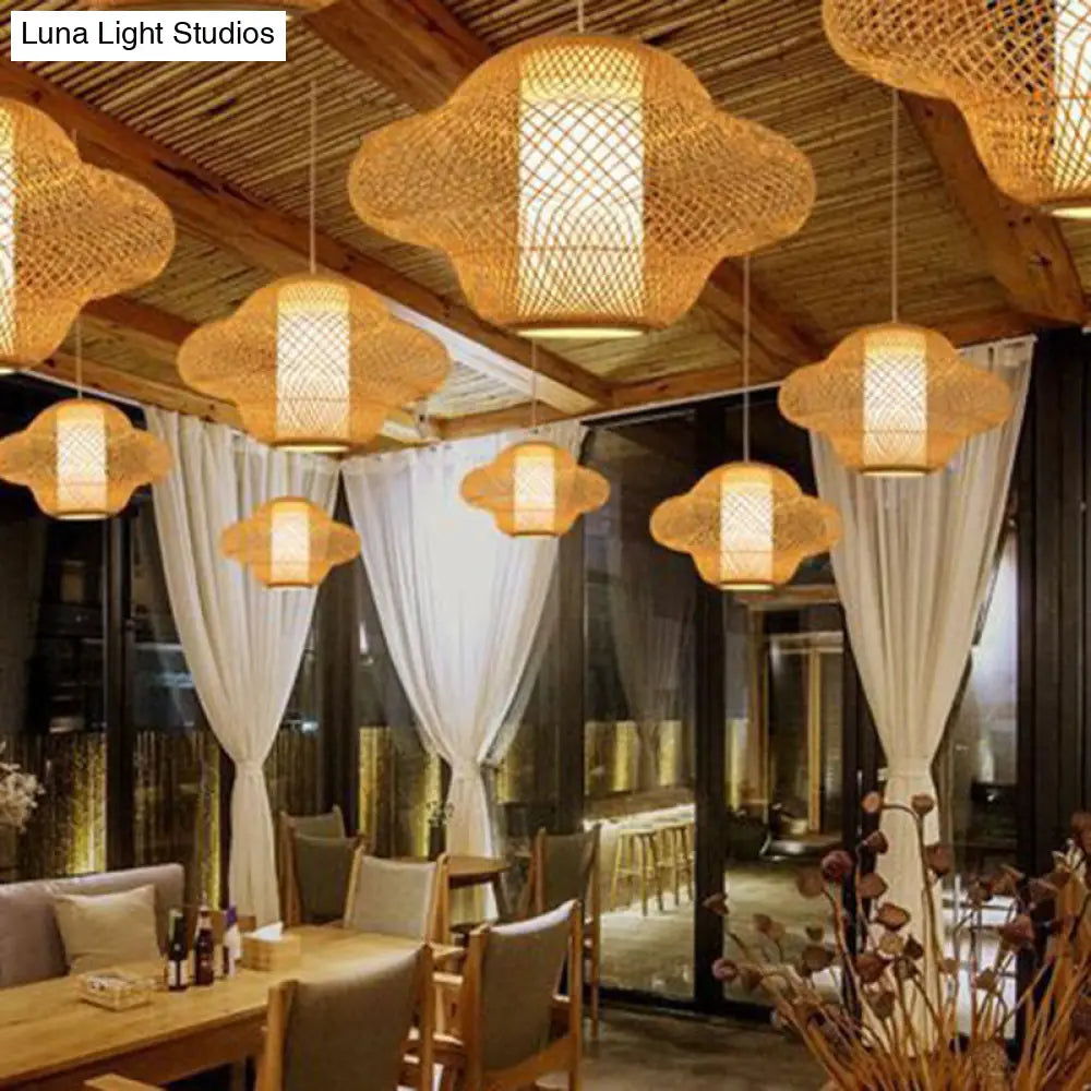 Modern Asian Handwoven Bamboo Pendant Light For Restaurant Ceiling