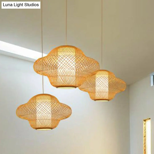 Modern Asian Handwoven Bamboo Pendant Light For Restaurant Ceiling