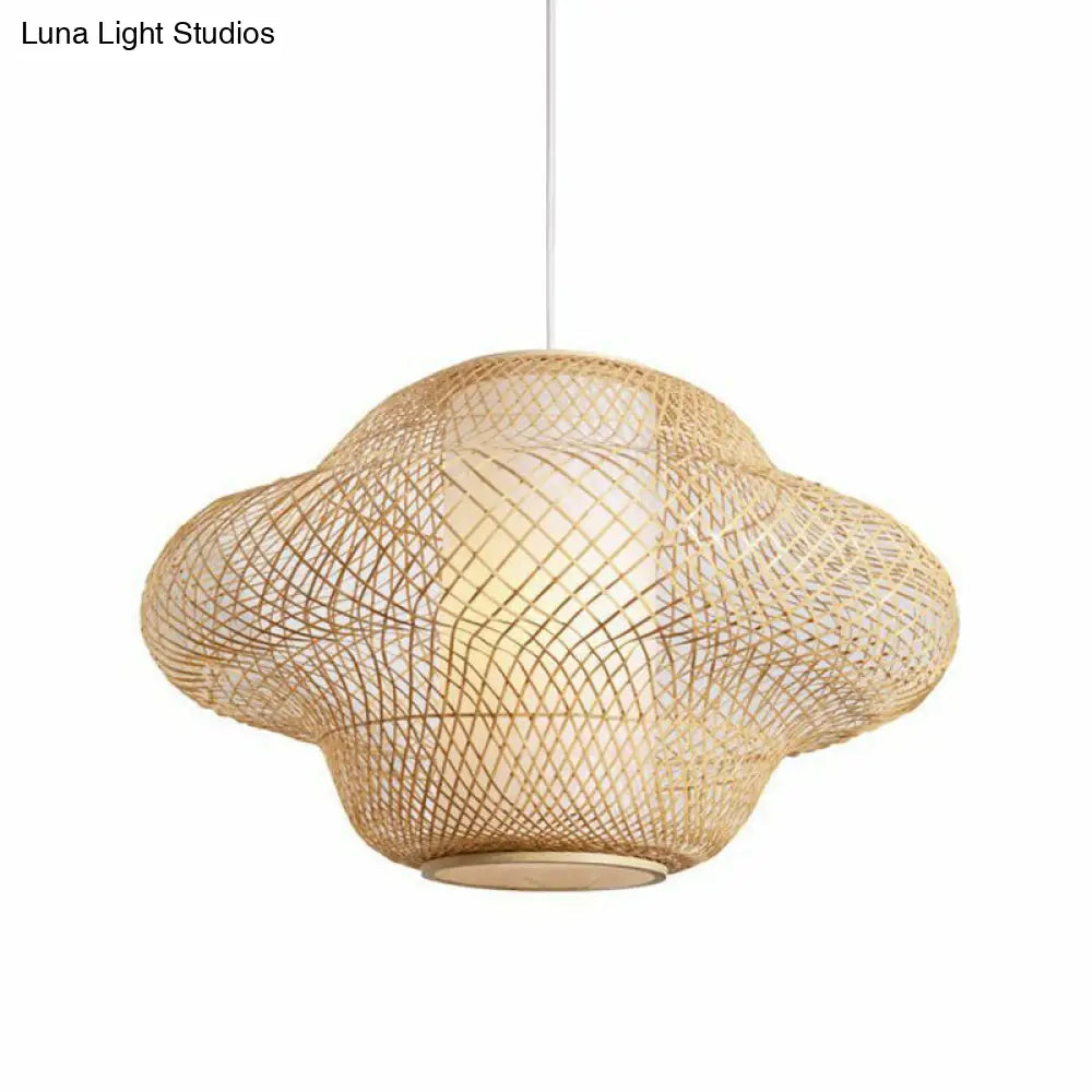 Modern Asian Handwoven Bamboo Pendant Light For Restaurant Ceiling