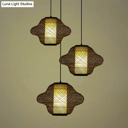 Modern Asian Handwoven Bamboo Pendant Light For Restaurant Ceiling