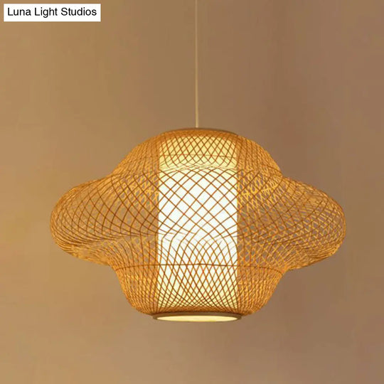 Modern Asian Handwoven Bamboo Pendant Light For Restaurant Ceiling