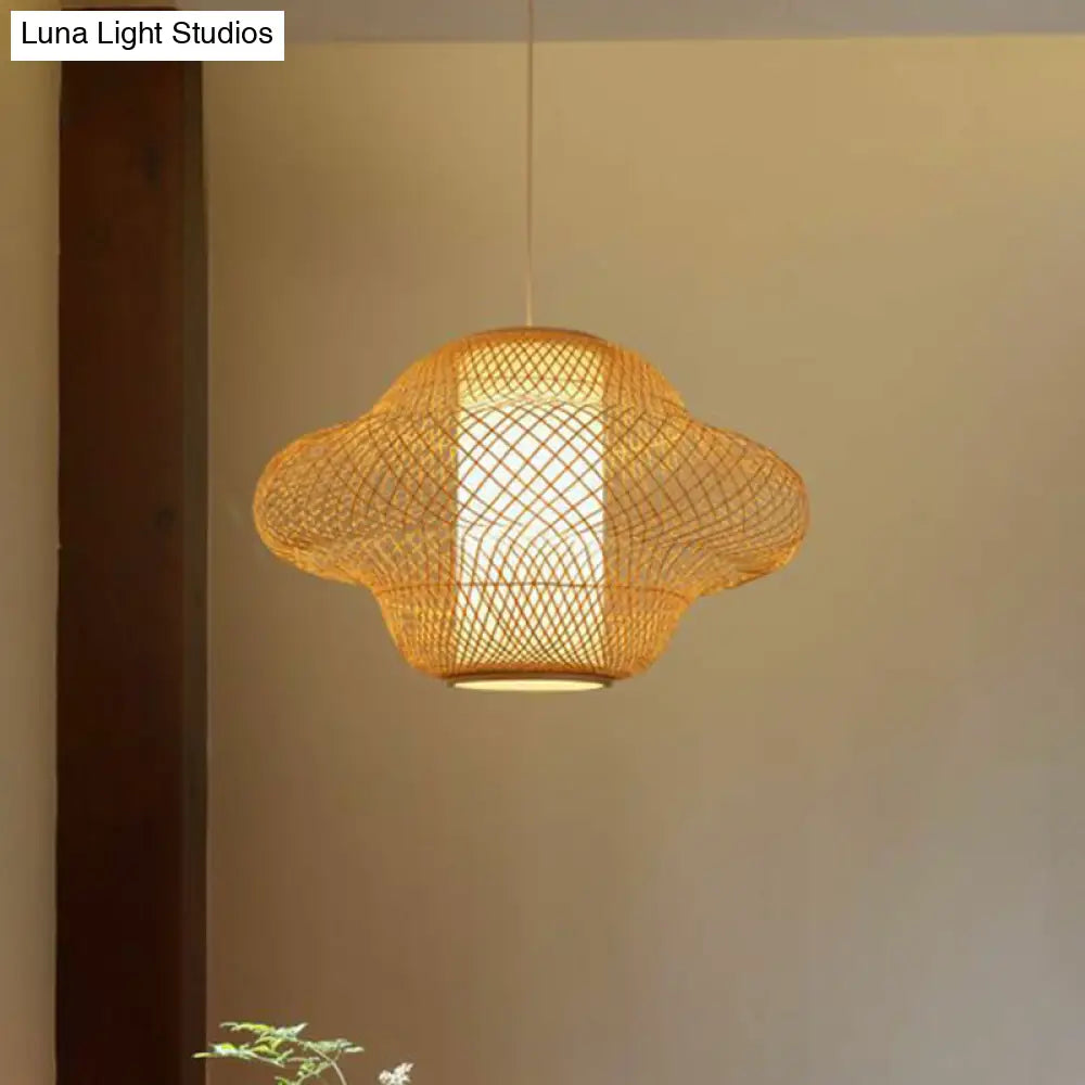 Modern Asian Handwoven Bamboo Pendant Light For Restaurant Ceiling