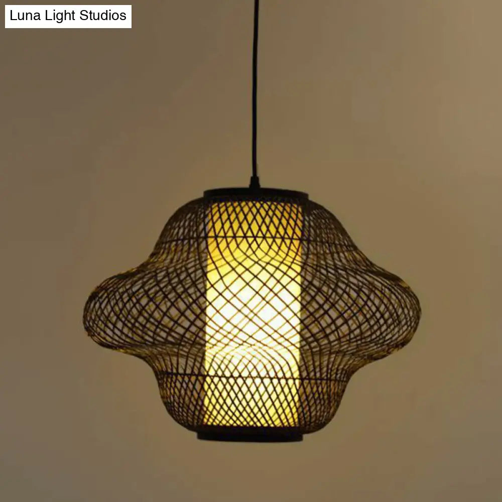 Modern Asian Handwoven Bamboo Pendant Light For Restaurant Ceiling