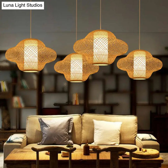 Modern Asian Handwoven Bamboo Pendant Light For Restaurant Ceiling