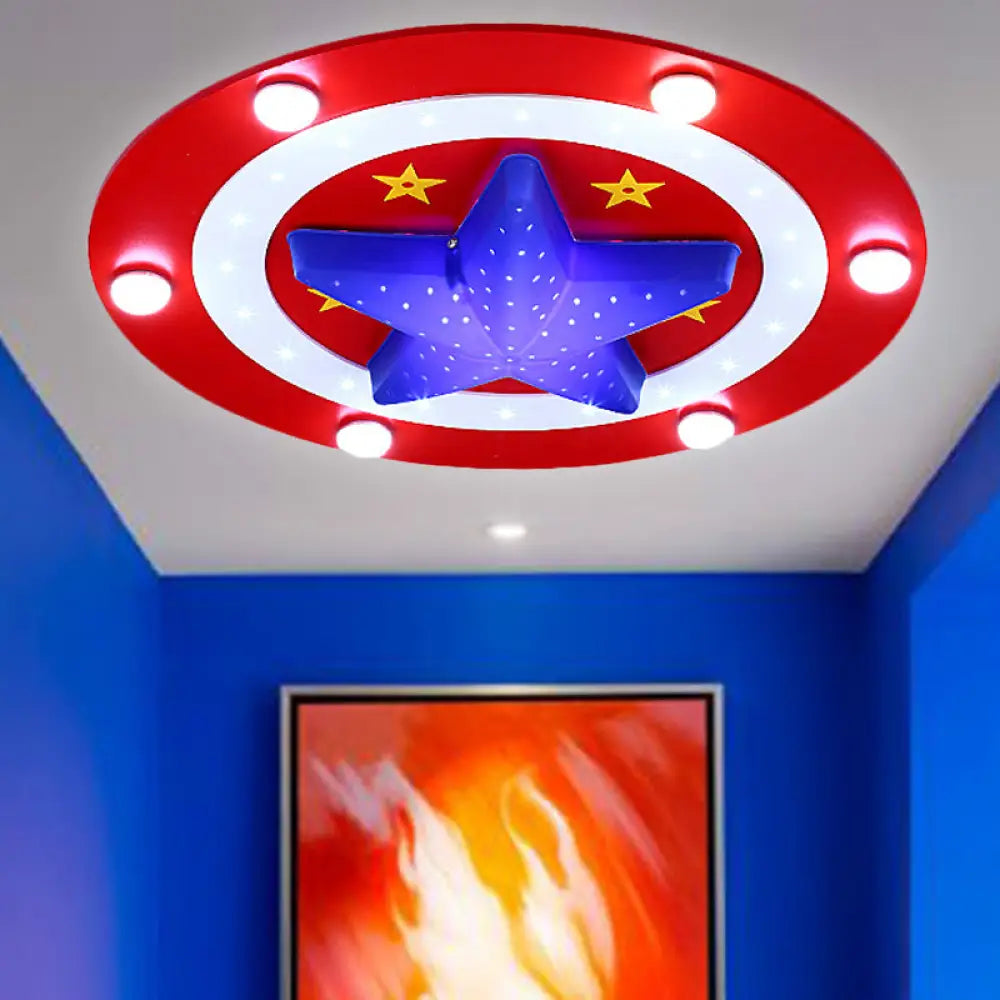 Modern Baby Bedroom Ceiling Mount Light With Star Acrylic Flush Red