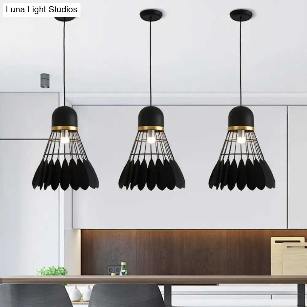 Modern Badminton Hanging Lamp - Artistic Metallic Pendant Ceiling Light For Dining Room