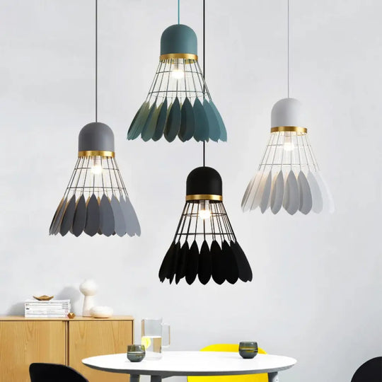 Modern Badminton Hanging Lamp - Artistic Metallic Pendant Ceiling Light For Dining Room