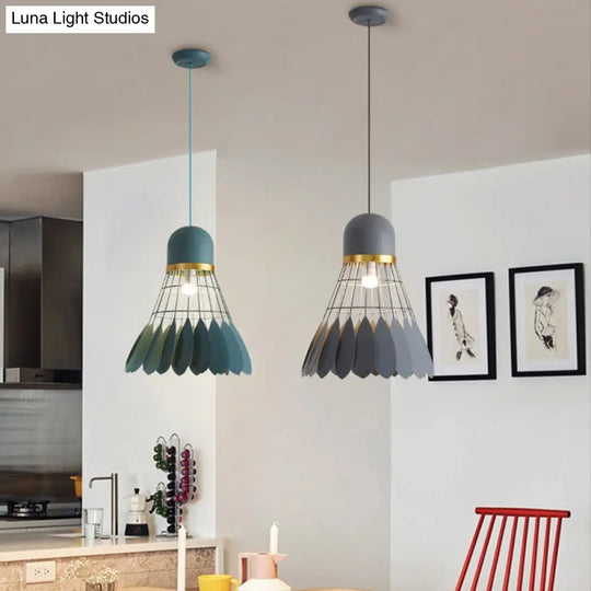 Modern Badminton Hanging Lamp - Artistic Metallic Pendant Ceiling Light For Dining Room