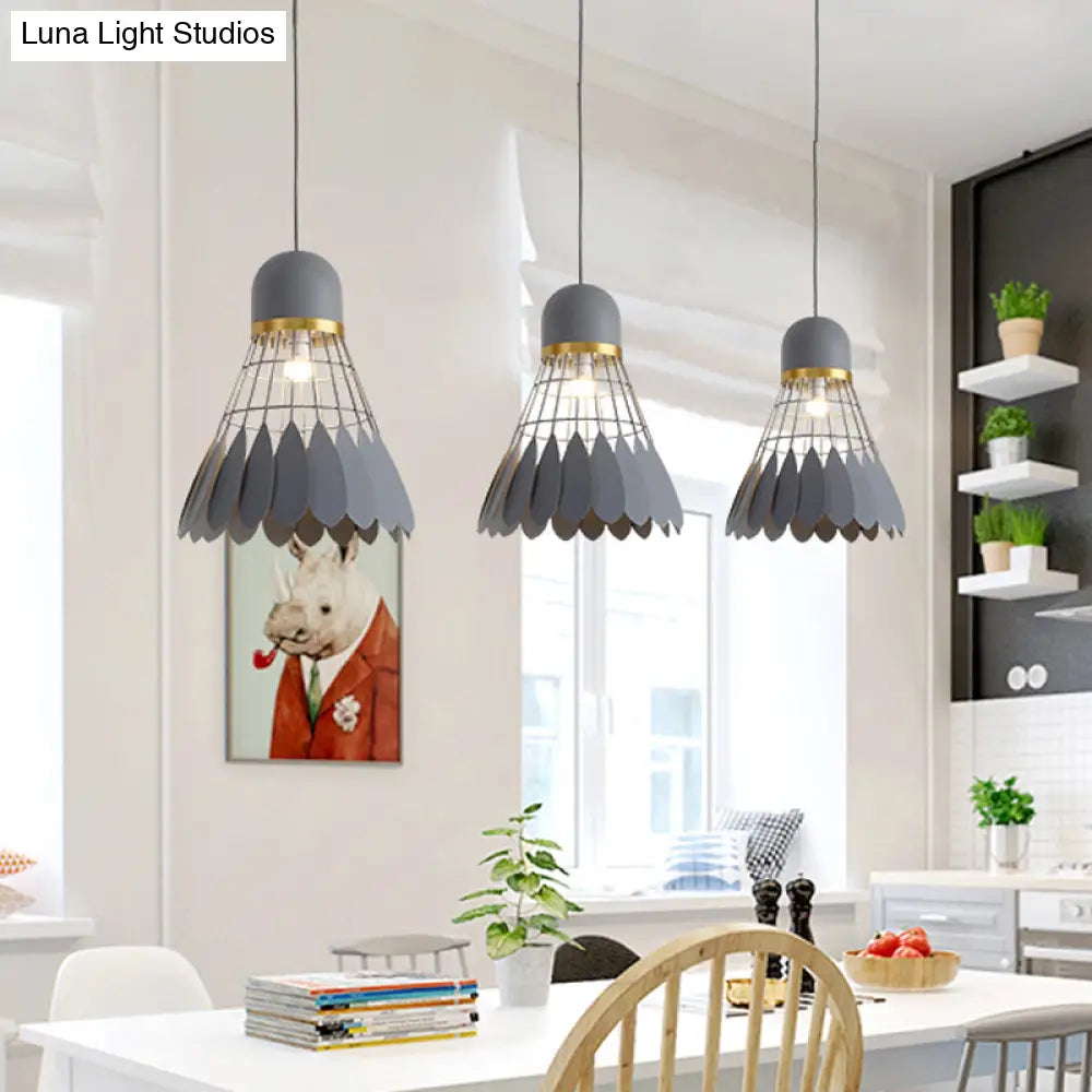 Modern Badminton Hanging Lamp - Artistic Metallic Pendant Ceiling Light For Dining Room