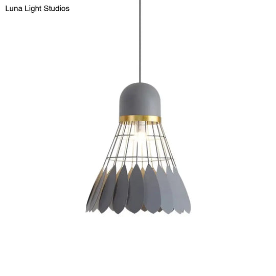 Modern Badminton Hanging Lamp - Artistic Metallic Pendant Ceiling Light For Dining Room