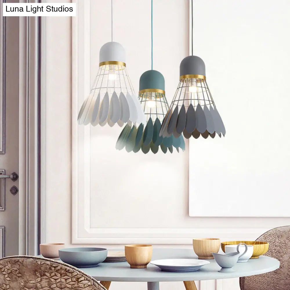 Modern Badminton Hanging Lamp - Artistic Metallic Pendant Ceiling Light For Dining Room