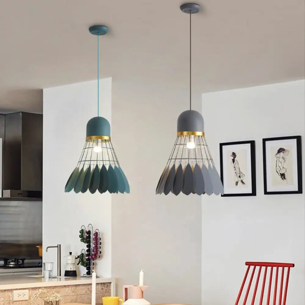 Modern Badminton Hanging Lamp - Artistic Metallic Pendant Ceiling Light For Dining Room