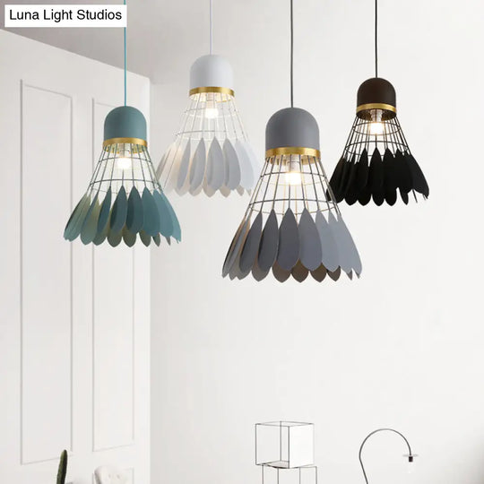 Modern Badminton Hanging Lamp - Artistic Metallic Pendant Ceiling Light For Dining Room