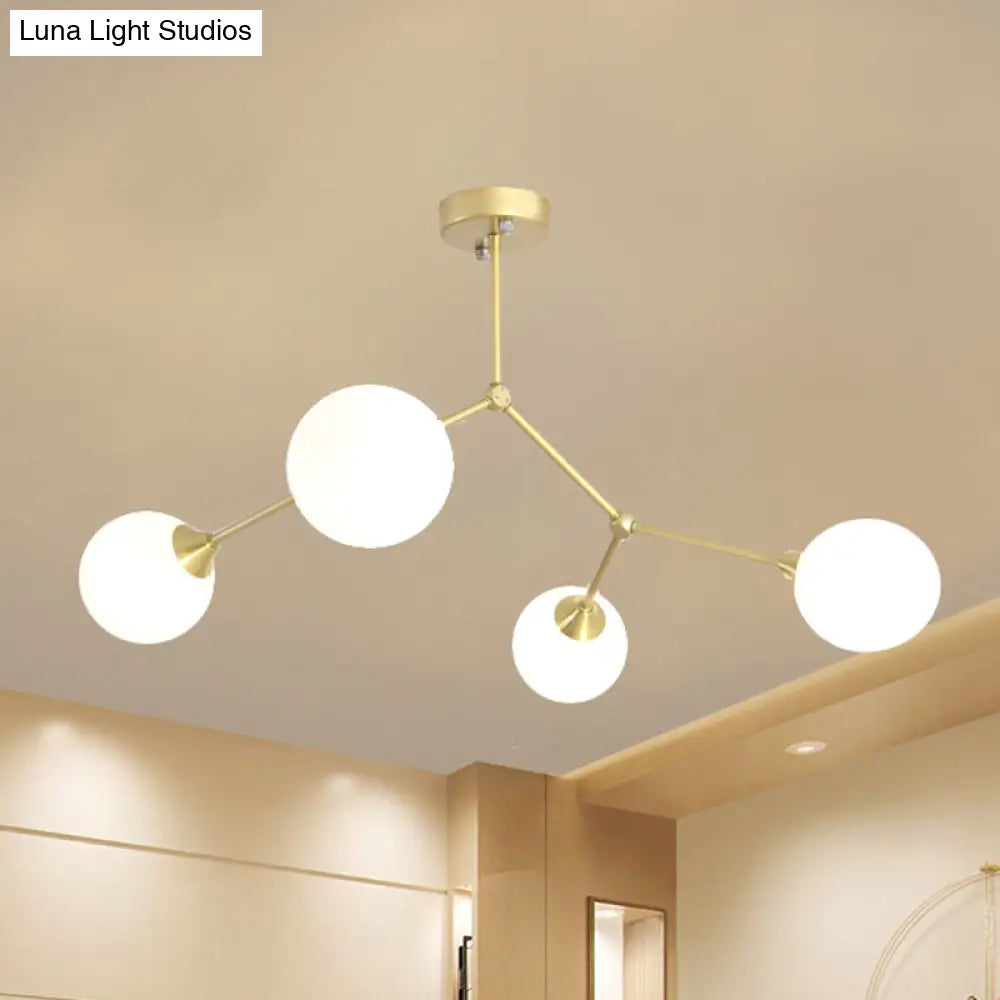 Modern Ball Pendant Light: Clear/Milky White Glass 4/5/6-Head Dining Room Chandelier With Black/Gold