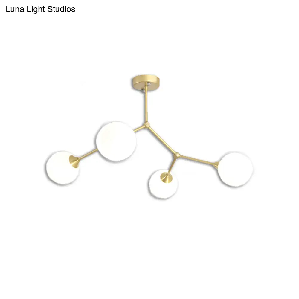 Modern Ball Pendant Light: Clear/Milky White Glass 4/5/6-Head Dining Room Chandelier With Black/Gold